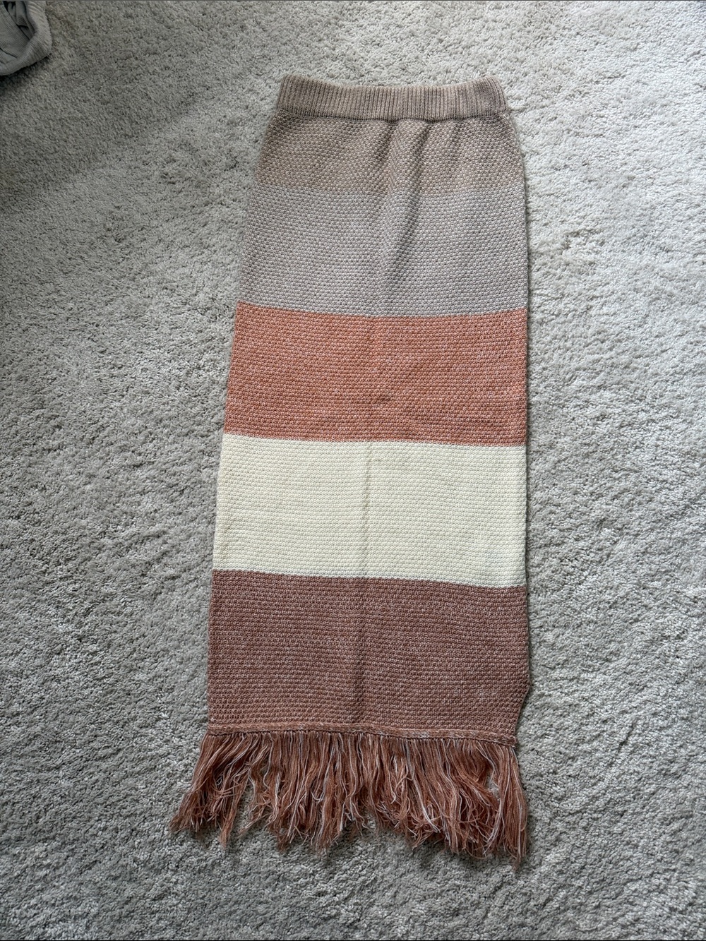 Pink Lily Striped Knit sweater skirt in Cream and Rust